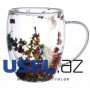 Double wall glass cup with dried flowers