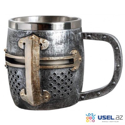 Stainless steel mug, 460 ml, Knight's helmet