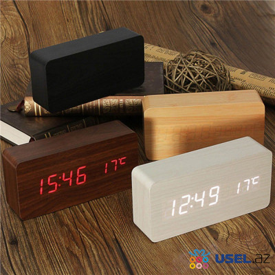 Электронные деревянные часы термометр VST-862