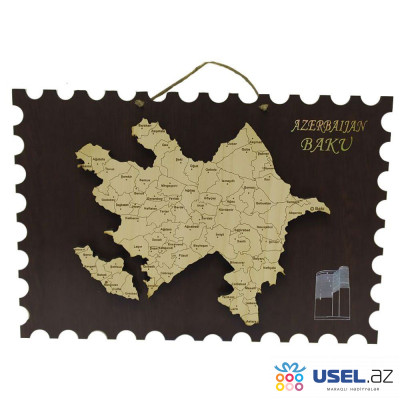 Карта Азербайджана ручной работы 29 х 20 см