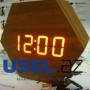 Деревянные часы LED (будильник, градусник, дата)  VST-876 черные с зеленой подсветкой 