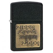 Black Crackle Zippo "Brass Emblem" alışqanı