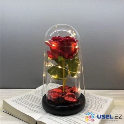 Роза под стеклом с LED подсветкой