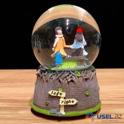 Musical snow globe couple in love "On the other side"