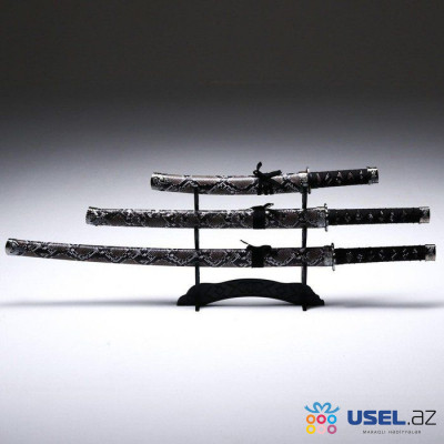 Japanese Samurai Sword Set (Katana) - Gray Snake Skin 7506-1