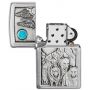 Zippo Wolf Pack and Moon Emblem Brushed Chrome alışqanı