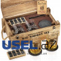 Gift Set: Whiskey Glasses and Stones with Mixology Craft W92 Wooden Army Crate