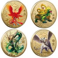 Chinese Mythical Beasts Coins Collectibles Dragon Coin Tiger
