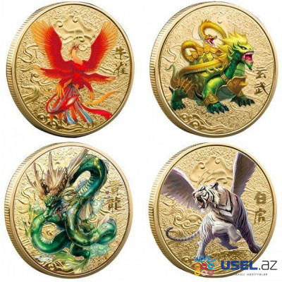 Chinese Mythical Beasts Coins Collectibles Dragon Coin Tiger