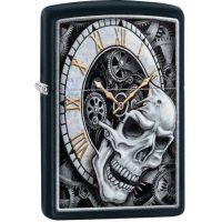 Zippo Skull Clock Black Matte alışqanı