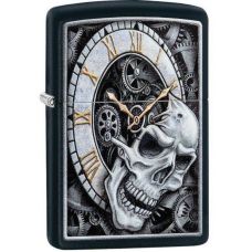Зажигалка Zippo Skull Clock Black Matte