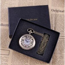 Карманные часы "Bronze Quartz" в ретро стиле Алисы в Стране Чудес
