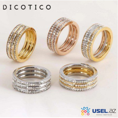 Трехцветное женское модное кольцо Dicotico Stainless Steel & Zircon