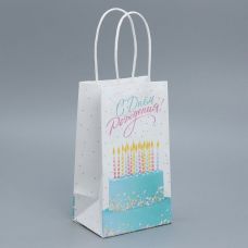 Пакет крафтовый «С Днем рождения!»