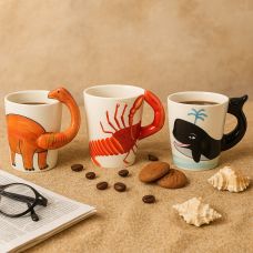 3D heyvanla keramika fincanı, əl işi