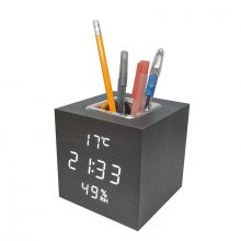 Wooden LED Clock - Stand / Alarm / Thermometer / Date