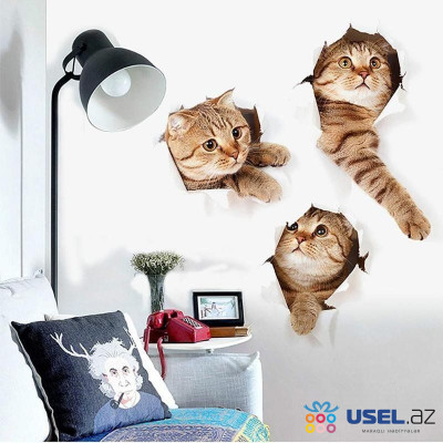 Наклейка интерьерная 3D Cats