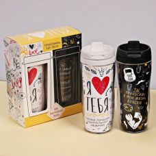 Set of thermoglasses "The perfect match. Love", 350 ml
