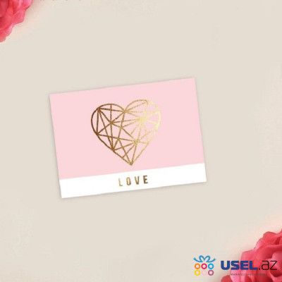 Postcard compliment "LOVE" golden heart