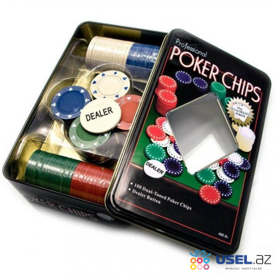 Набор для покера Professional Poker в металлическом футляре, 100 фишек