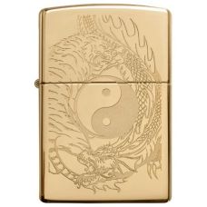 Zippo Lighter Tiger Dragon Design 49024 Polished Brass Yin Yang Zippo Lighter Tiger Dragon Design 49024 Polished Brass Yin Yang