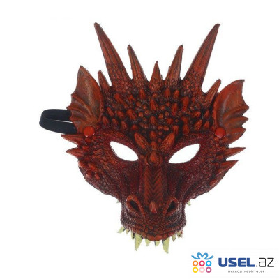 Карнавальная маска "Дракон", цвет красный