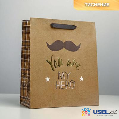 Пакет крафтовый вертикальный "You are my hero", ML
