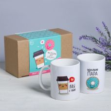Set of mugs for two "We are made for each other"