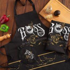 Kitchen set "Boss": apron, potholder, towel