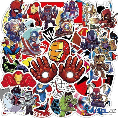 Наклейки стикеры с супергероями комиксов вселенной Марвел / Marvel 