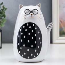Souvenir "Cat in glasses" white-black with gold