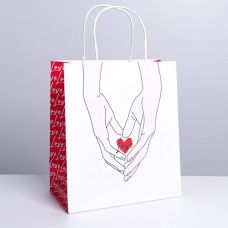 Пакет подарочный крафт "Сердце"