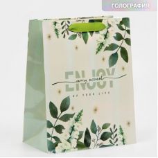 Laminated gift bag "Enjoy the moment", iridescent holography