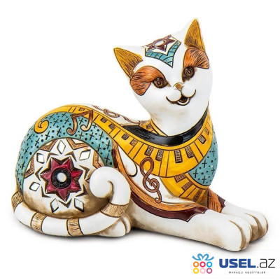 Интерьерная декоративная статуэтка "Этно кошка", 15 см