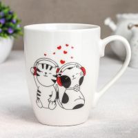 Porcelain mug "Cats music lovers", 350 ml