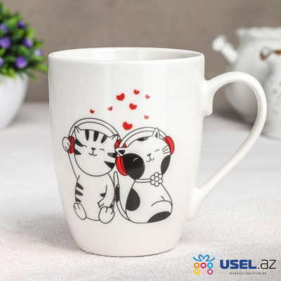 Porcelain mug "Cats music lovers", 350 ml