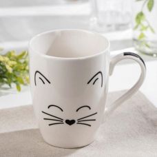Porcelain mug "White cat", 350 ml
