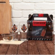 Beer set "The coolest man": two beer glasses 500 ml, bowl, board