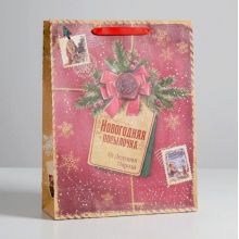 Пакет подарочный вертикальный «Новогодняя посылочка от Дедушки Мороза»