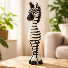Əl işi “Zebra” dekor fiquru – tropik ağacdan, 40 sm (İndoneziya)