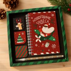 Подарочный набор «Новогодние чудеса»: блокнот А6, ручка, 3 магнитные закладки