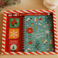 Подарочный набор «С Новым годом»: блокнот А6, ручка, 3 магнитные закладки
