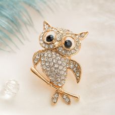 Broş “Budaxda bayquş”, kristallı