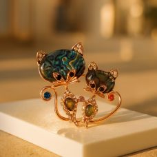 “Haliotis” pişiklər broşu, roz qızılı ton, 4 sm