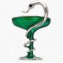 “Heraldic Snake” Brooch medical symbol in green and silver tone