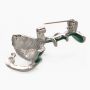 “Heraldic Snake” Brooch medical symbol in green and silver tone