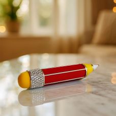 Broş “Qələm”, rəngli, gümüşü ton, 4 sm