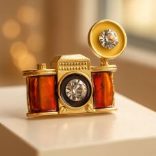 Broş “Foto aparat”, rəngli qızılı ton, 3 sm