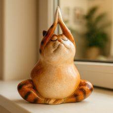 Декоративная статуэтка "Рыжий котик-йог", 11×8×8.5 см, полистоун