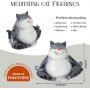 Meditating Grey Cat Figurine Yoga Decor